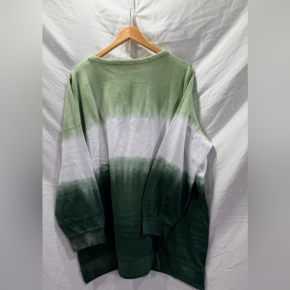 Woman Within Green Ombre Crewneck Sweatshirt - Picture 2 of 10